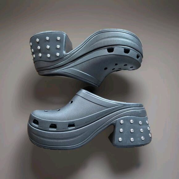 Crocs Siren Studded Platform Heel Clog Black Womens Size 13 / Mens Size 11 - NEW - Picture 1 of 5